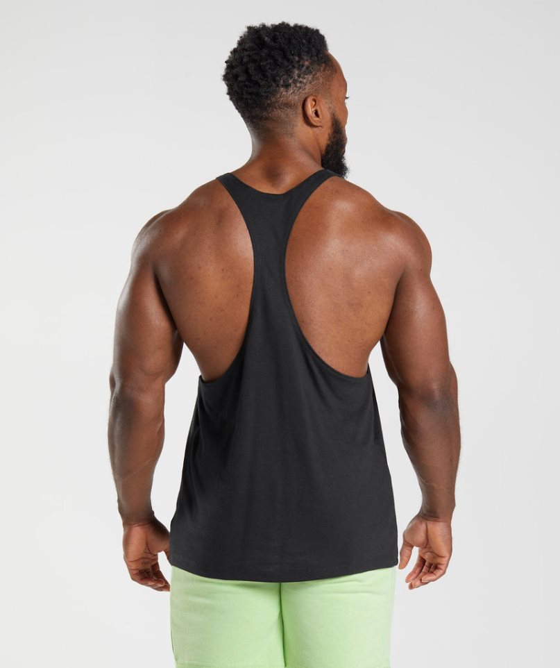 Men's Gymshark Legacy Stringer Tanks Black | CA DA8507